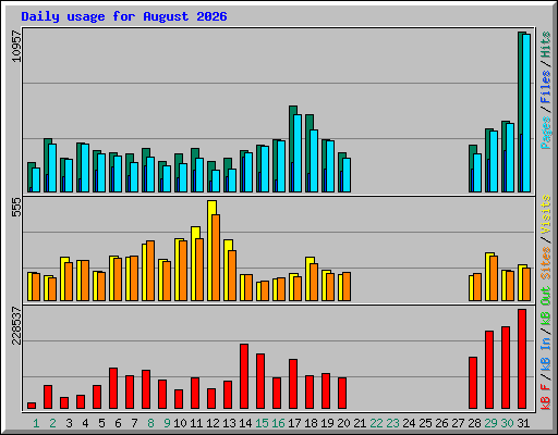 Daily usage for August 2026