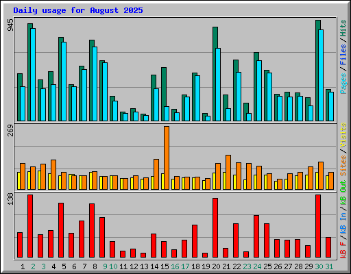Daily usage for August 2025